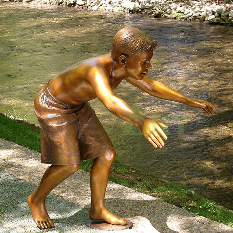 Little boys run and hug you, child sculpture