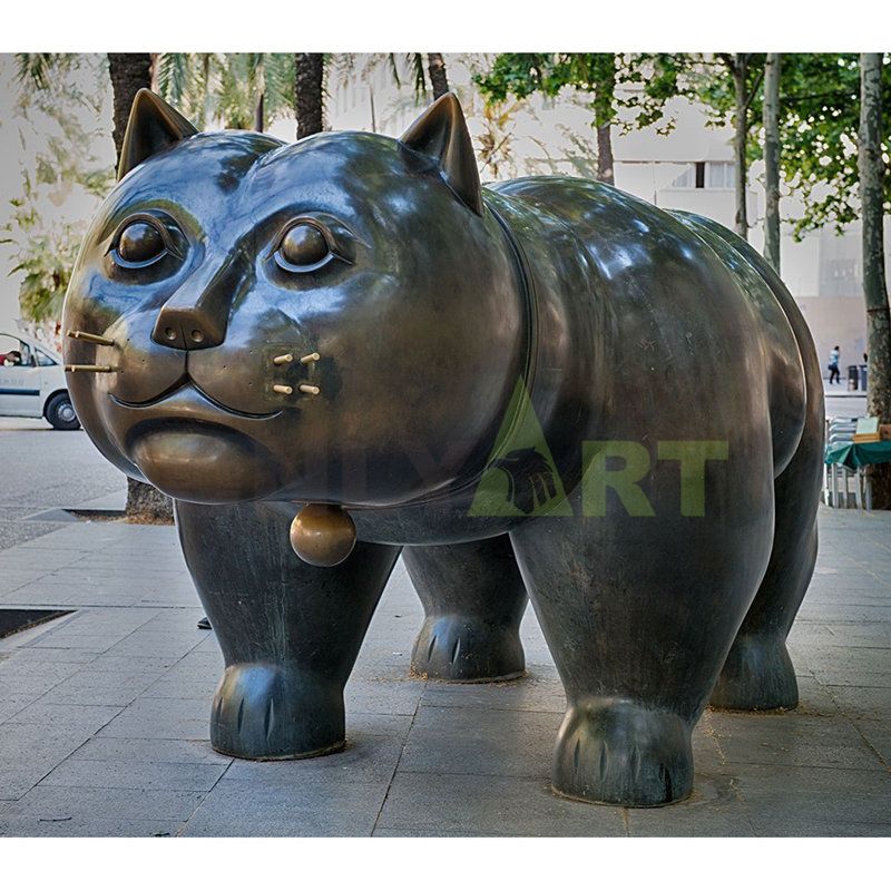 Standing fat cat looking straight at you sculpture