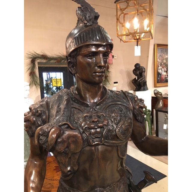 Bronze bust of a Roman warrior