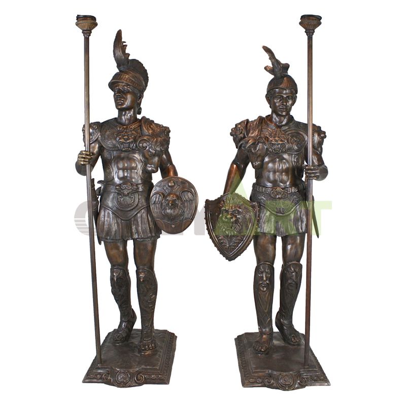 Two in full armor foot soldier statues
