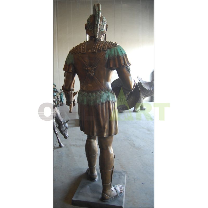 A statue of a Roman infantry soldier in a small skirt