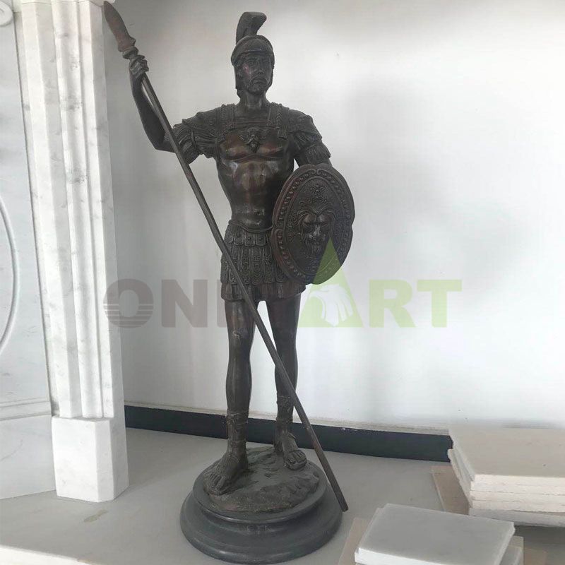 A statue of a Roman warrior holding a machete