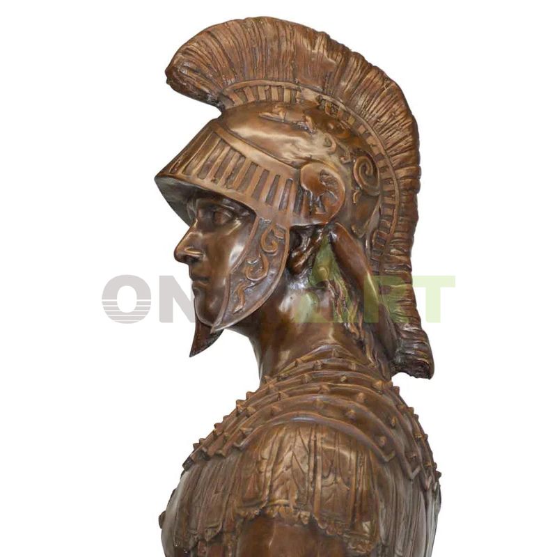 Roman warrior bust helmet sculpted in detail