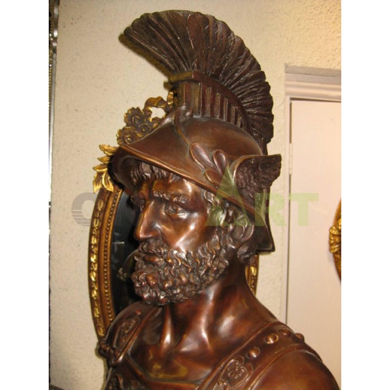 Roman warrior bust helmet sculpted in detail