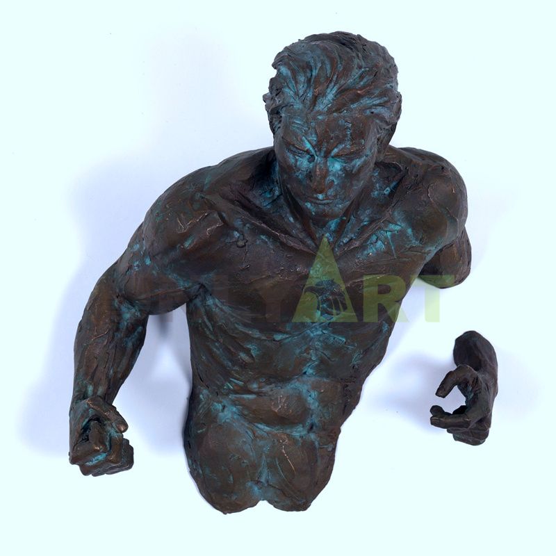 Decorative Wall Hanging Modern Matteo Pugliese Bronze Man Statue Sculpture