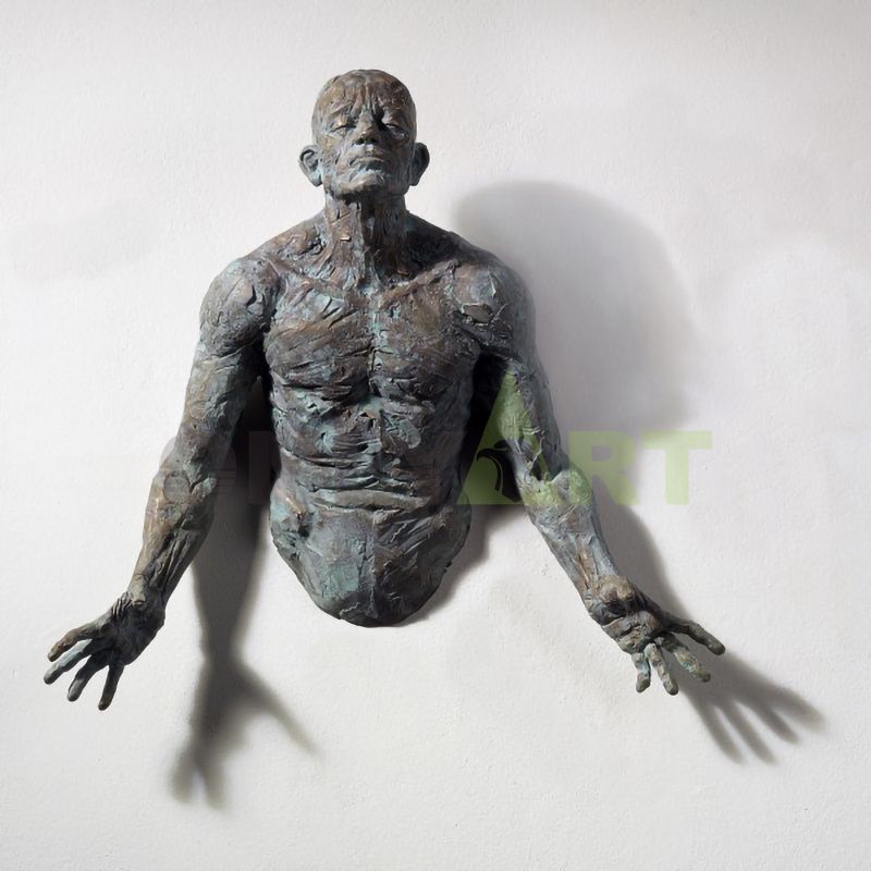 Decorative Wall Hanging Modern Matteo Pugliese Bronze Man Statue Sculpture