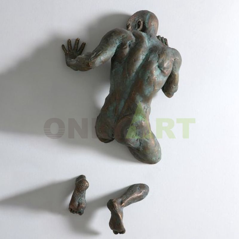 Decorative Wall Hanging Modern Matteo Pugliese Bronze Man Statue Sculpture