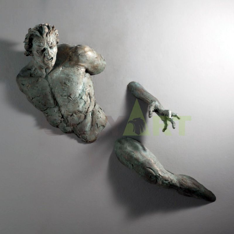 Creative half wall man's struggle bronze Matteo Pugliese for sale