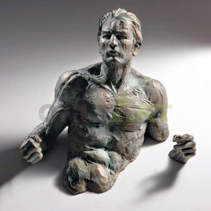 Life size art deco bronze man wall sculpture statue matteo pugliese for sale
