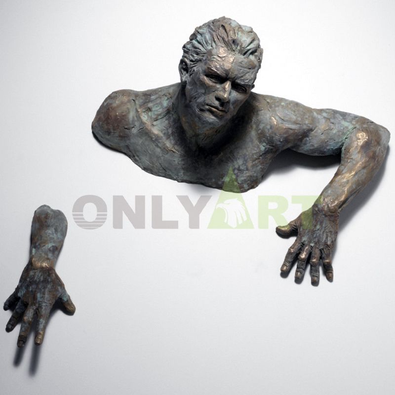 Decorative Wall Hanging Modern Matteo Pugliese Bronze Man Statue Sculpture