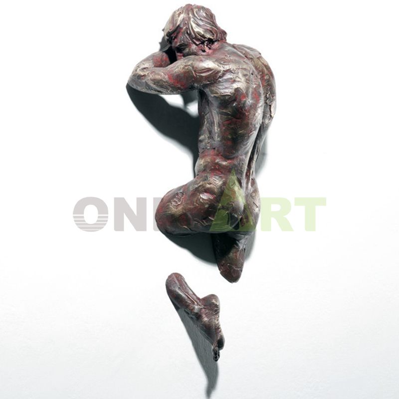 Life size art deco bronze man wall sculpture statue matteo pugliese