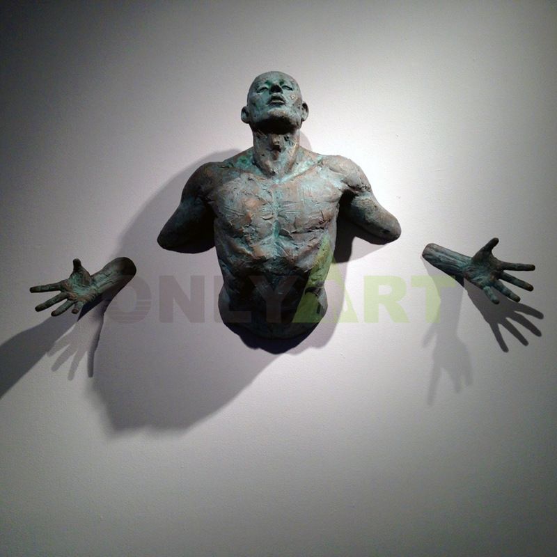 Bronze Matteo Pugliese Sculpture Reprodcution Man On Wall Art Sculpture