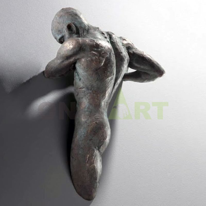 Wall Hanging Modern Matteo Pugliese Bronze Man Statue Sculpture