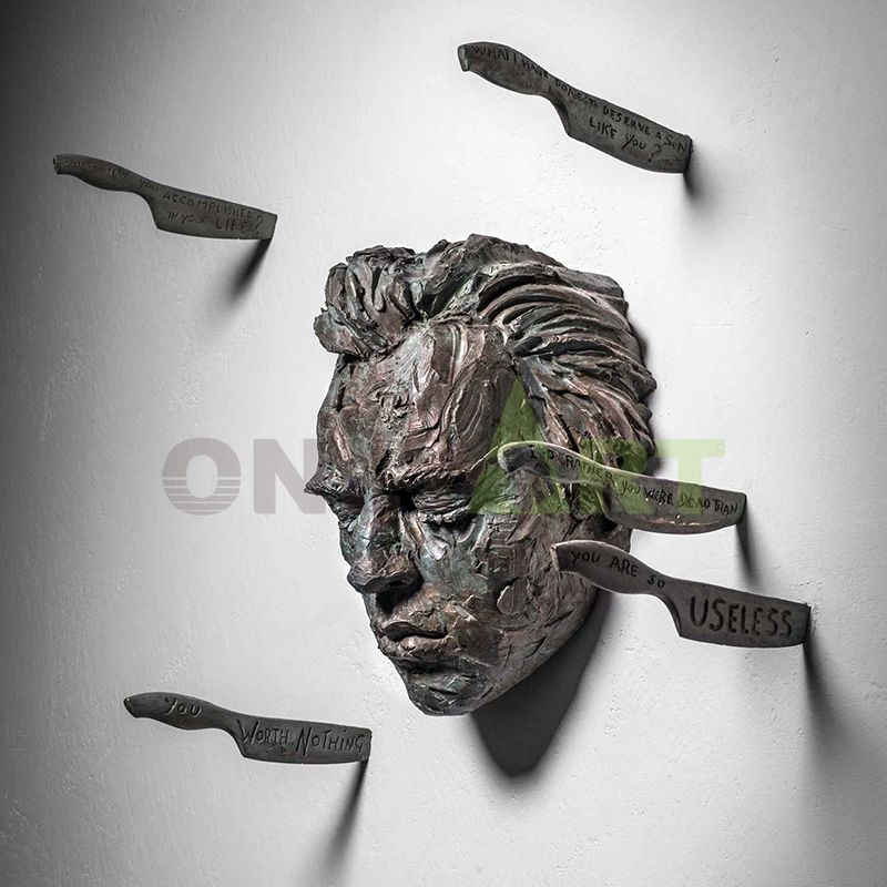 Decorative Wall Hanging Modern Matteo Pugliese Bronze Man Statue Sculpture