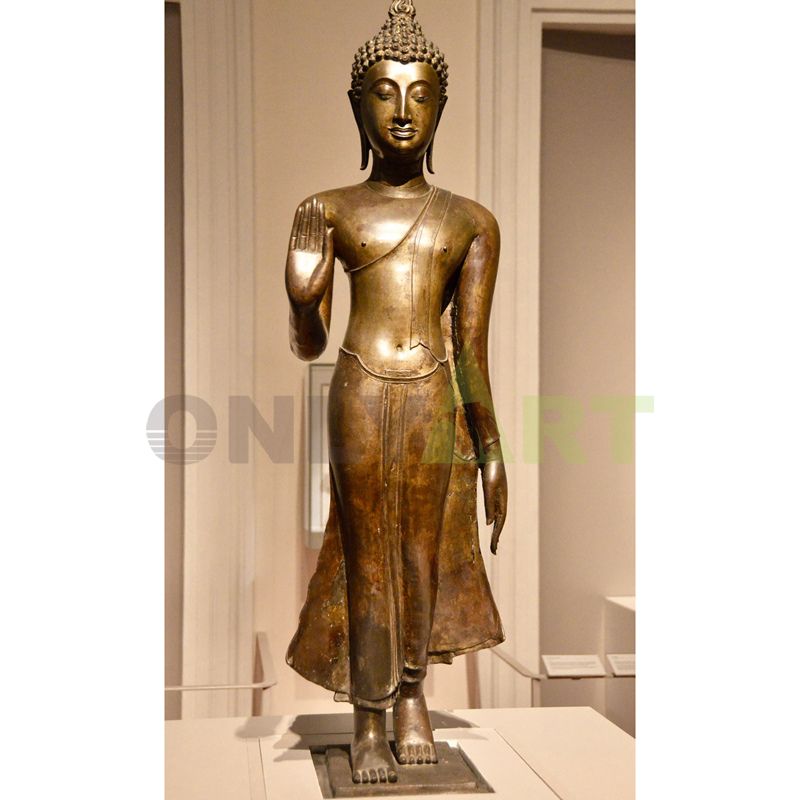 indoor antique polishing bronze standing buddha statue