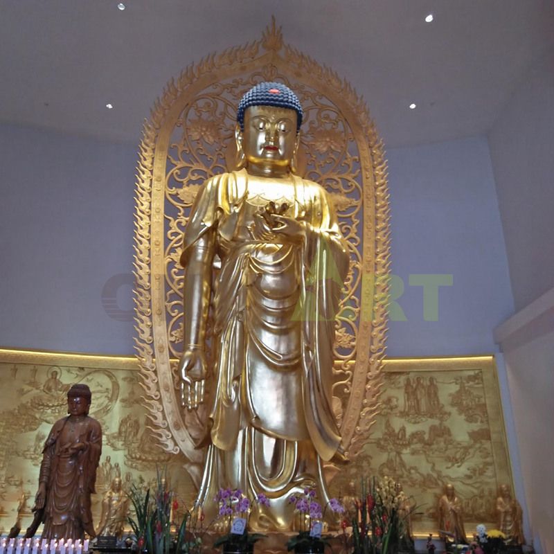 The religious sculpture of the statue of Buddha