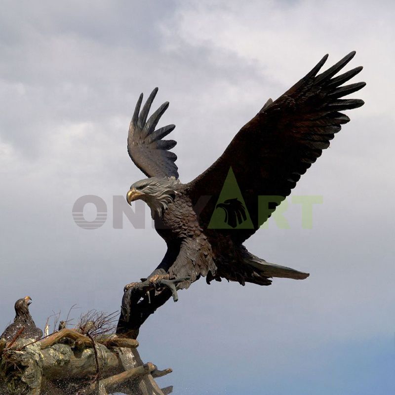 The fierce female eagle feeds her young