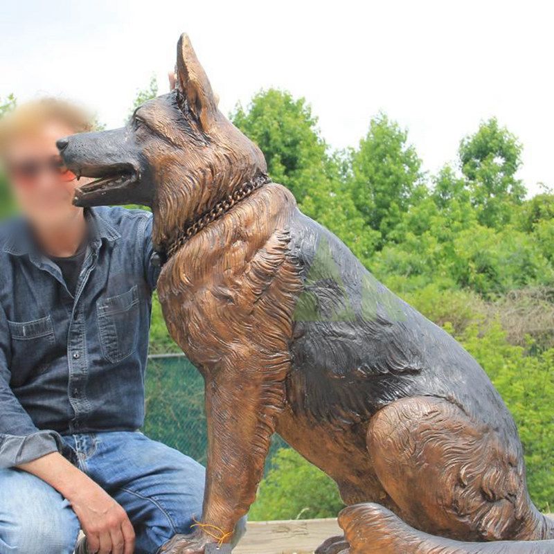 Full-size solid bronze Military Dog sculpture for sale