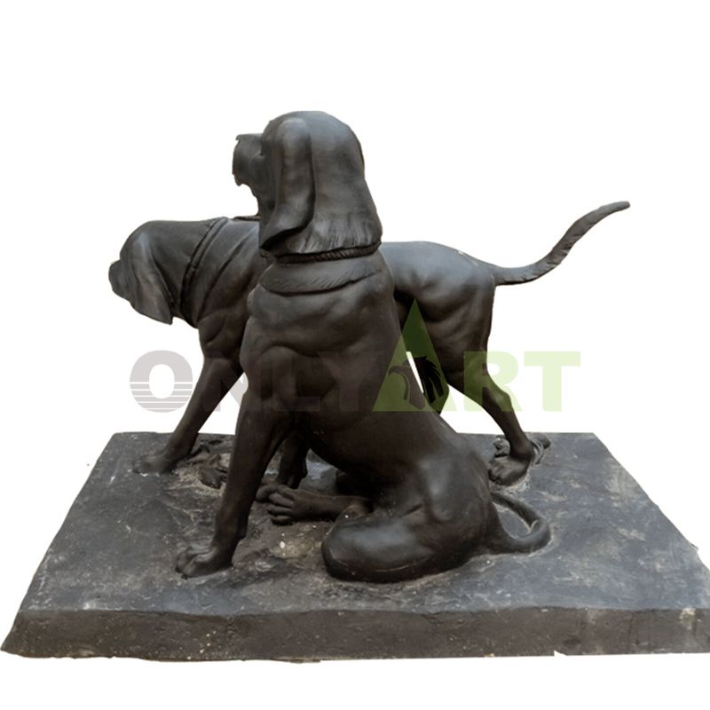 Custom small bronze lawn black French Bulldog statue for sale
