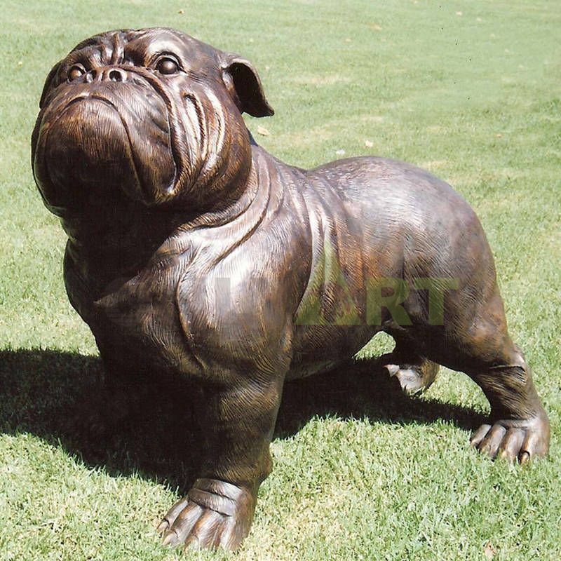 Custom-made small bronze lawn brown doggie statue for sale