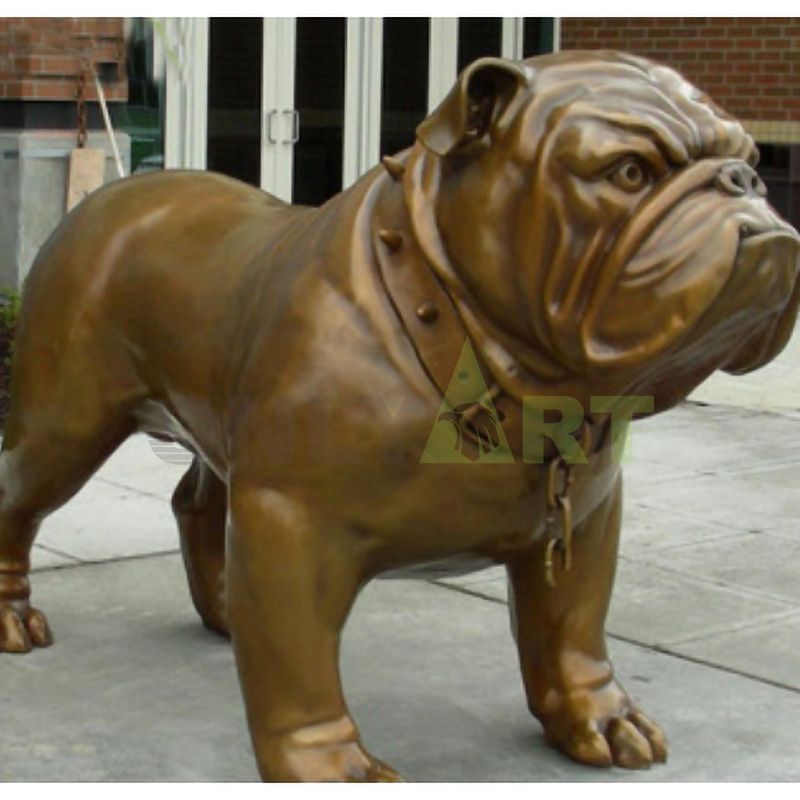 Custom-made small bronze lawn brown doggie statue for sale