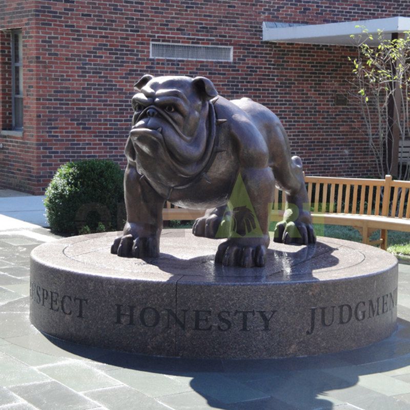 Large outdoor bulldog sculpture