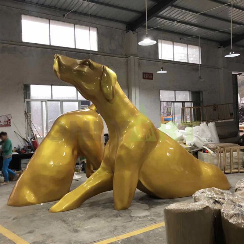 Large outdoor abstract dog sculpture