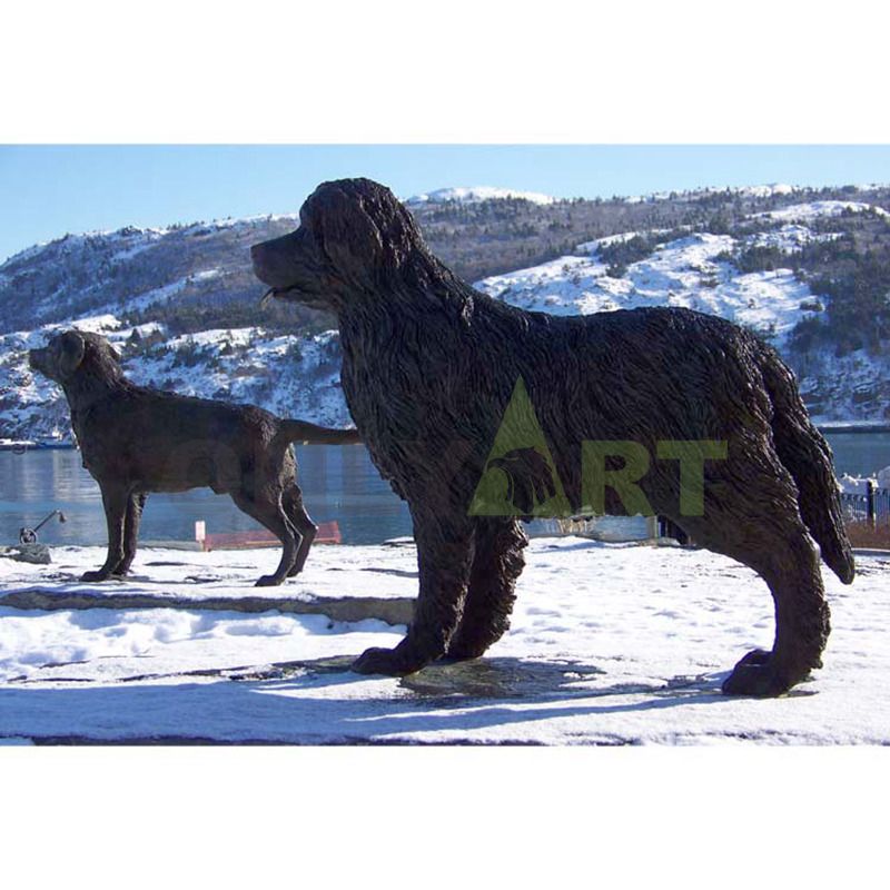 A custom bronze statue of a canine mother and her cubs