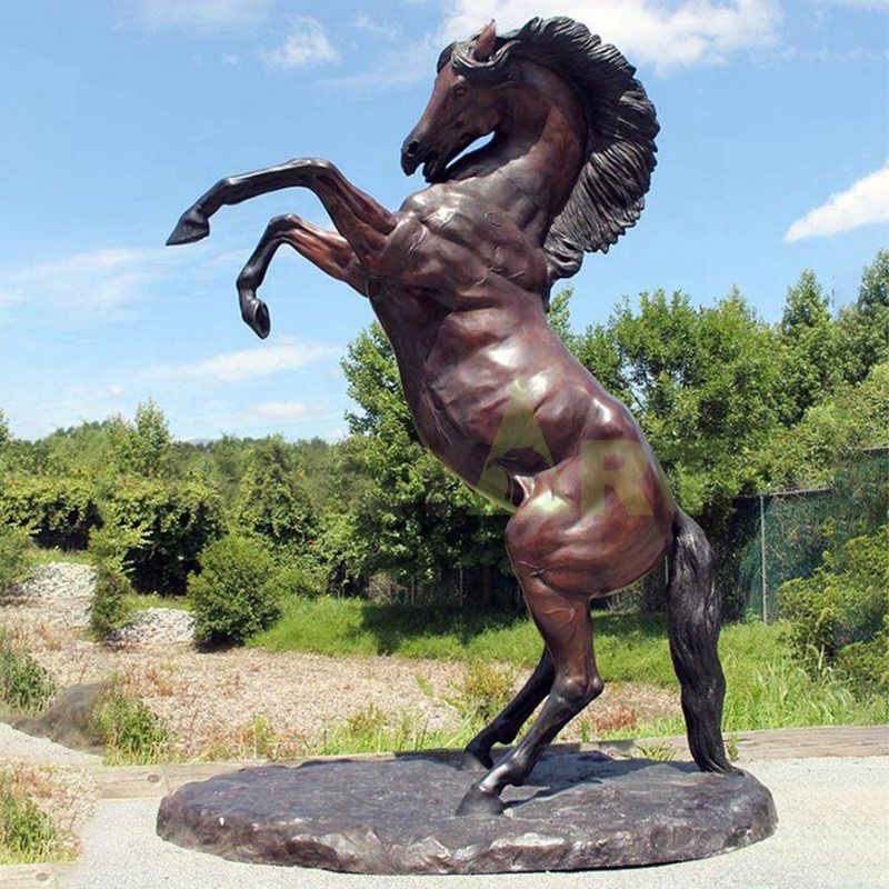 Outdoor Decoration Large Bronze Rearing Antique Horse Statue