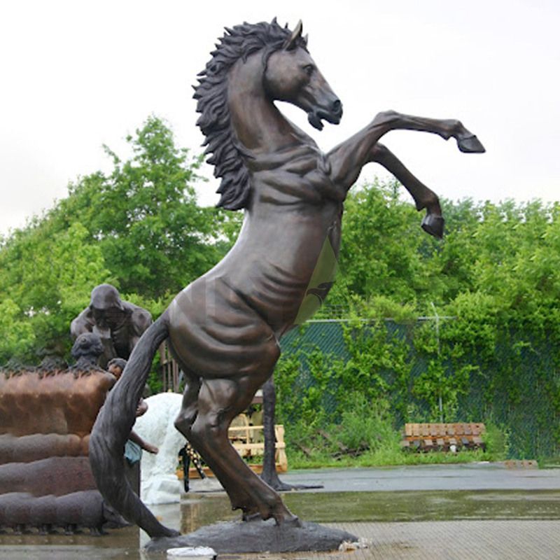 Outdoor Decoration Large Bronze Rearing Antique Horse Statue