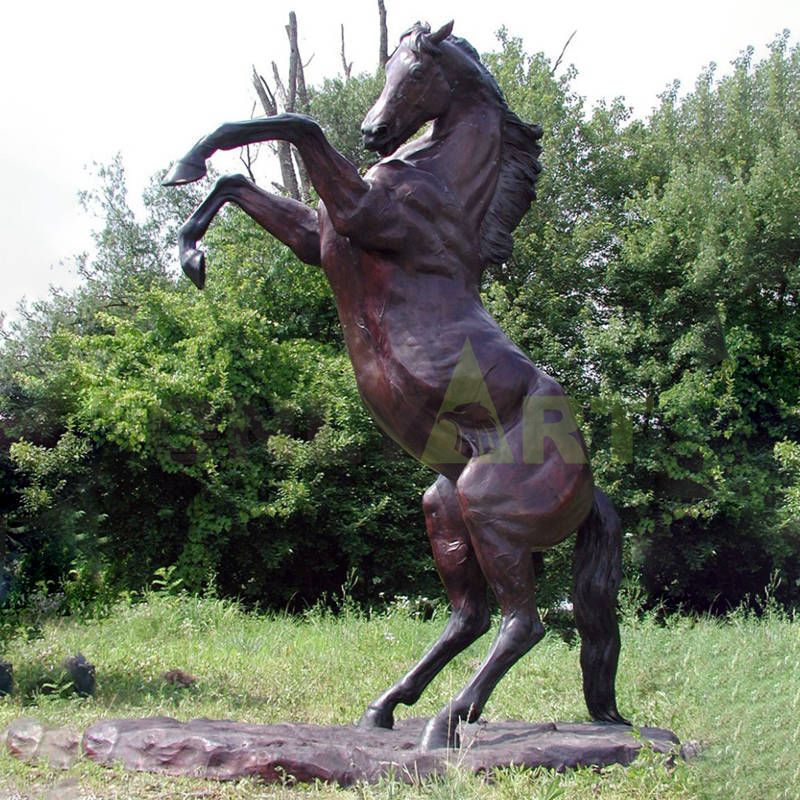 Outdoor Decoration Large Bronze Rearing Antique Horse Statue