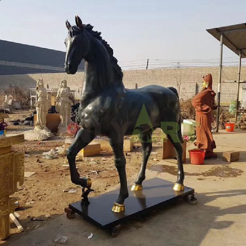 Bronze Armored Knight and Horse with Jousting LanceMedieval Sculpture