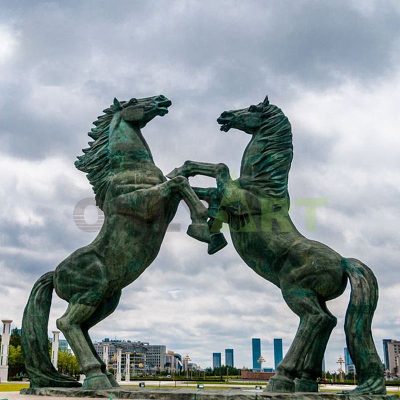 Life-size metal artefact decorated bronze horse statues for sale