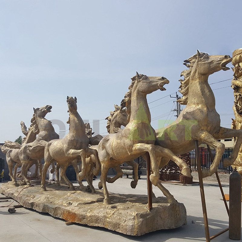 Life-size metal artefact decorated bronze horse statues for sale