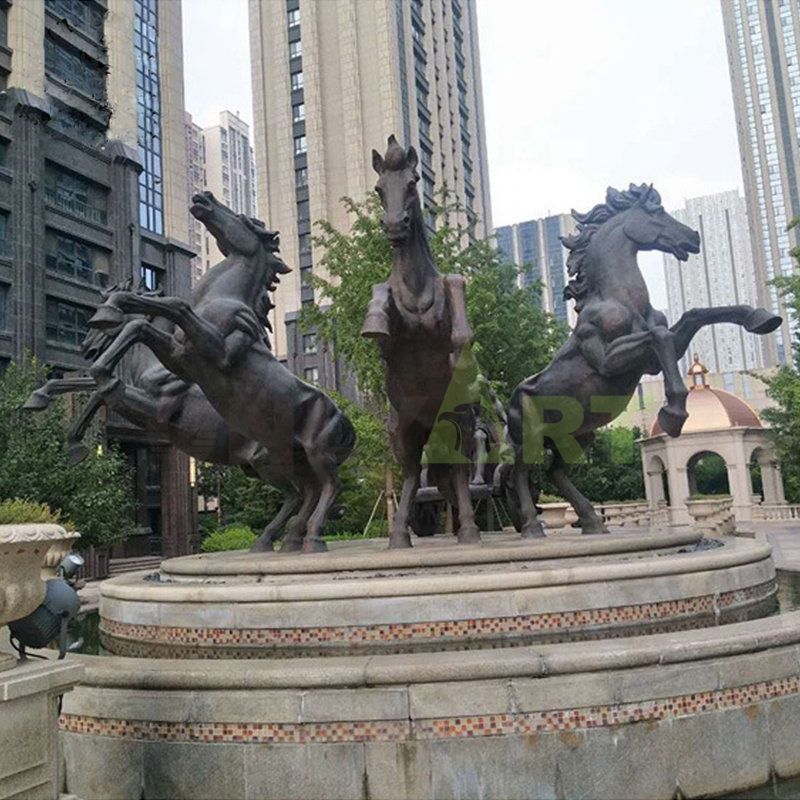 Life-size metal artefact decorated bronze horse statues for sale