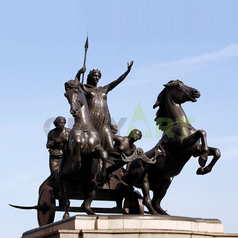 The bronze statue of the king and his horse and carriage