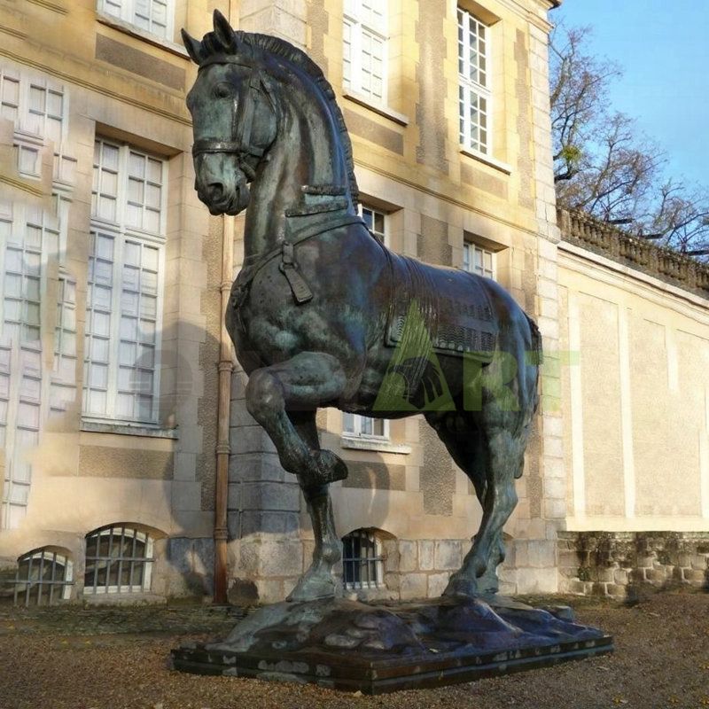 Abstract outdoor bronze pony sculpture