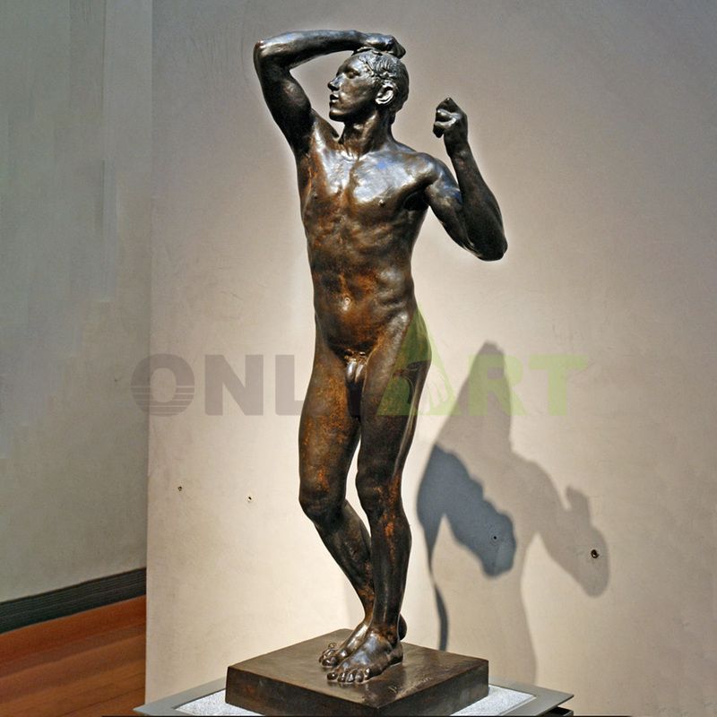 Hot seller rodin naked man standing bronze sculpture