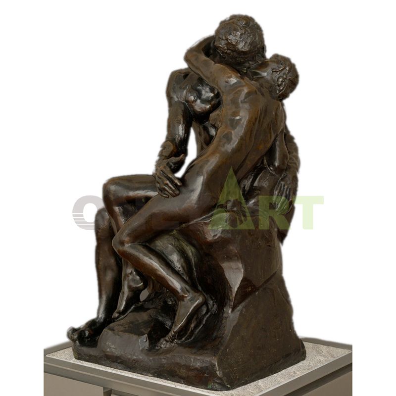 Antique Reproduction Bronze Rodin Kissing Sculpture