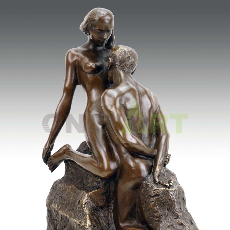 Bronze Nude Man Statue Lower His Head