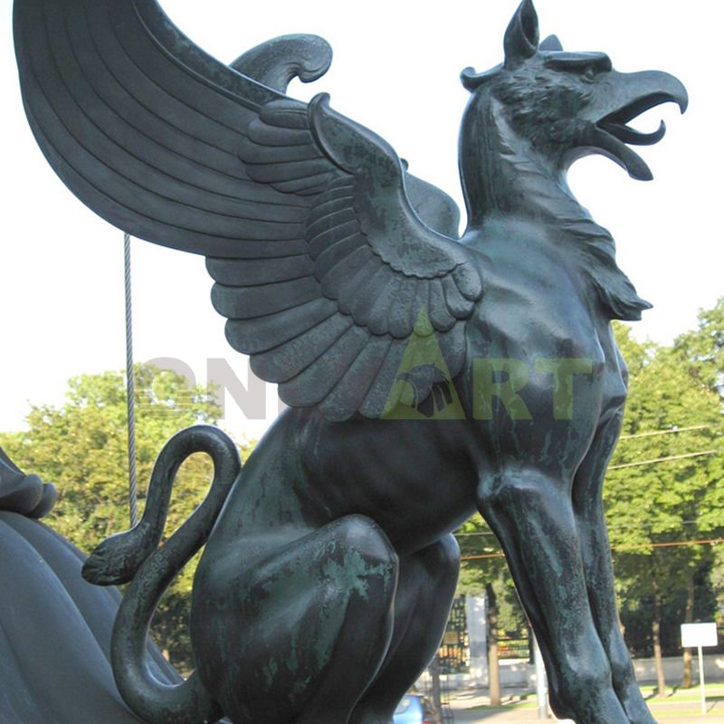 Custom-made ancient Greek sculpture of the fierce Griffin