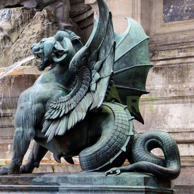 Custom-made ancient Greek sculpture of the fierce Griffin