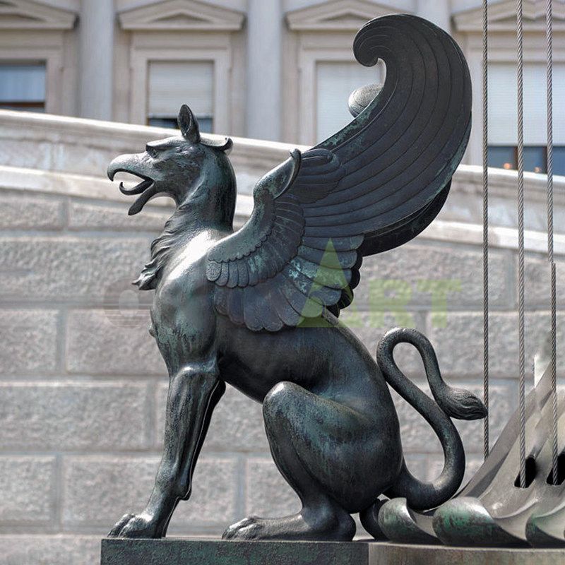 Custom-made ancient Greek sculpture of the fierce Griffin