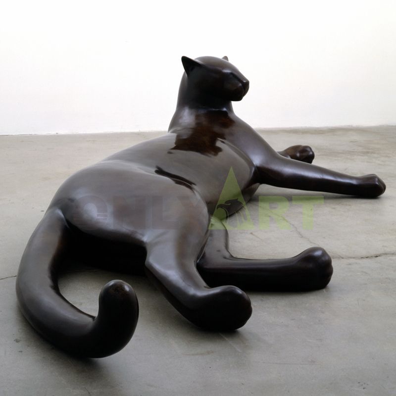 Custom-made abstract jaguar lying prone sculpture