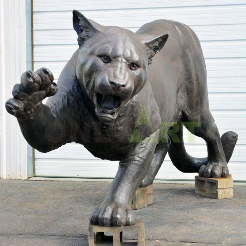 Wildlife Sculpture Monument Bronze Descending Cougar Statue