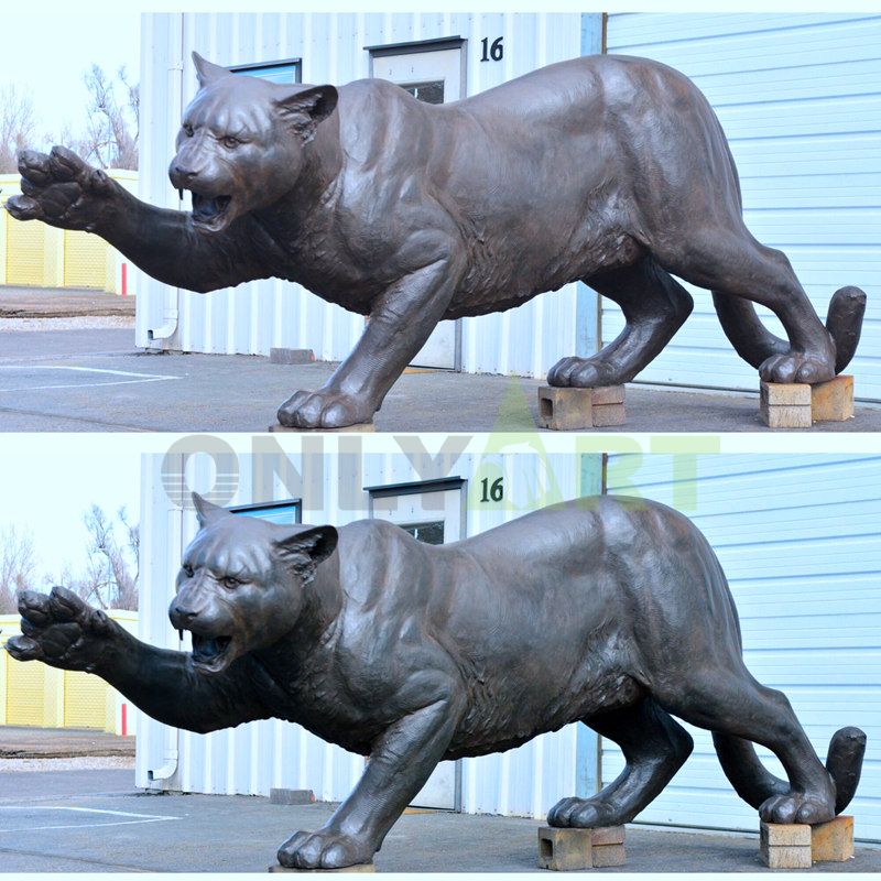 Outdoor Garden bronze panther sculpture cougar mascot statue