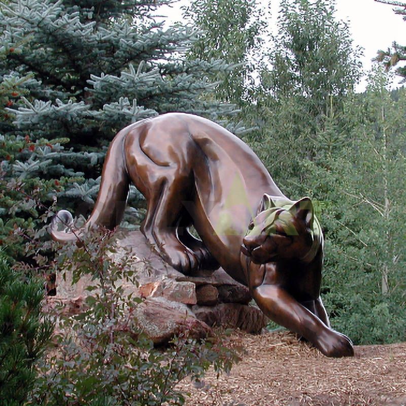 Outdoor Garden bronze panther sculpture cougar mascot statue
