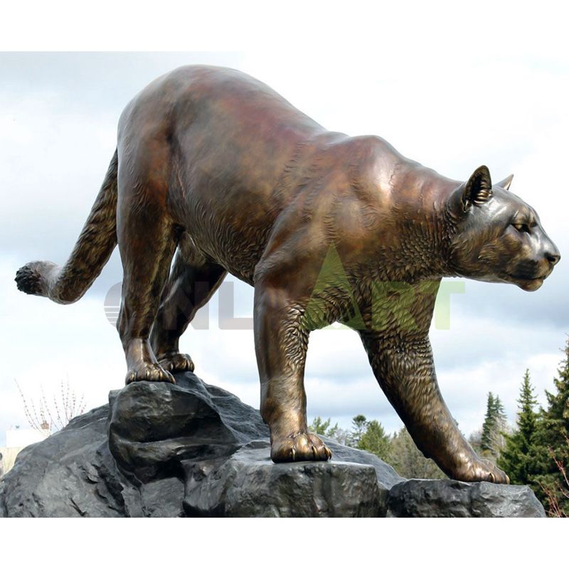 Wildlife Sculpture Monument Bronze Descending Cougar Statue