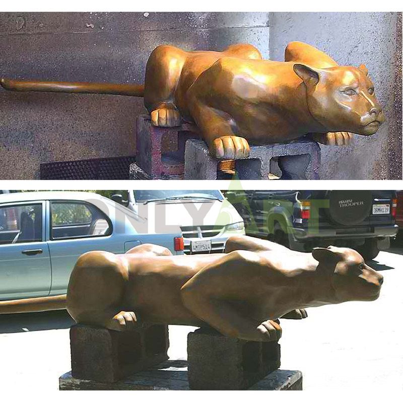 Custom Design Animal Life Size Garden Decoration Bronze Metal Jaguar Sculpture Statue