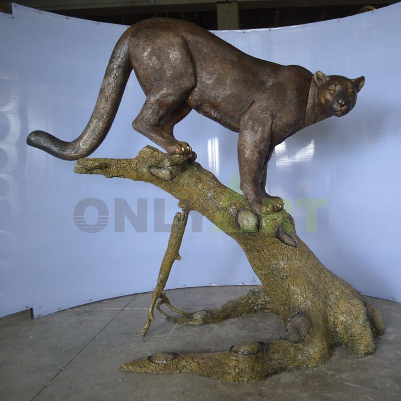 Garden Decoration Metal Crafts animal bronze sculpture panther cougar mascot statue